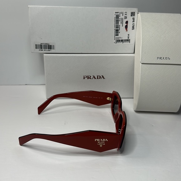 Auth - NEW Prada PR17WS 12N5S0 Orange Black Dark Grey Rectangle Unisex Sunglass… - Picture 7 of 15